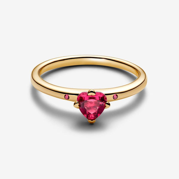 Anello Solitario Cuore Rosso