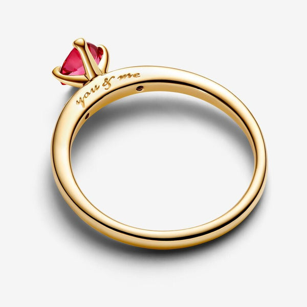 Anello Solitario Cuore Rosso