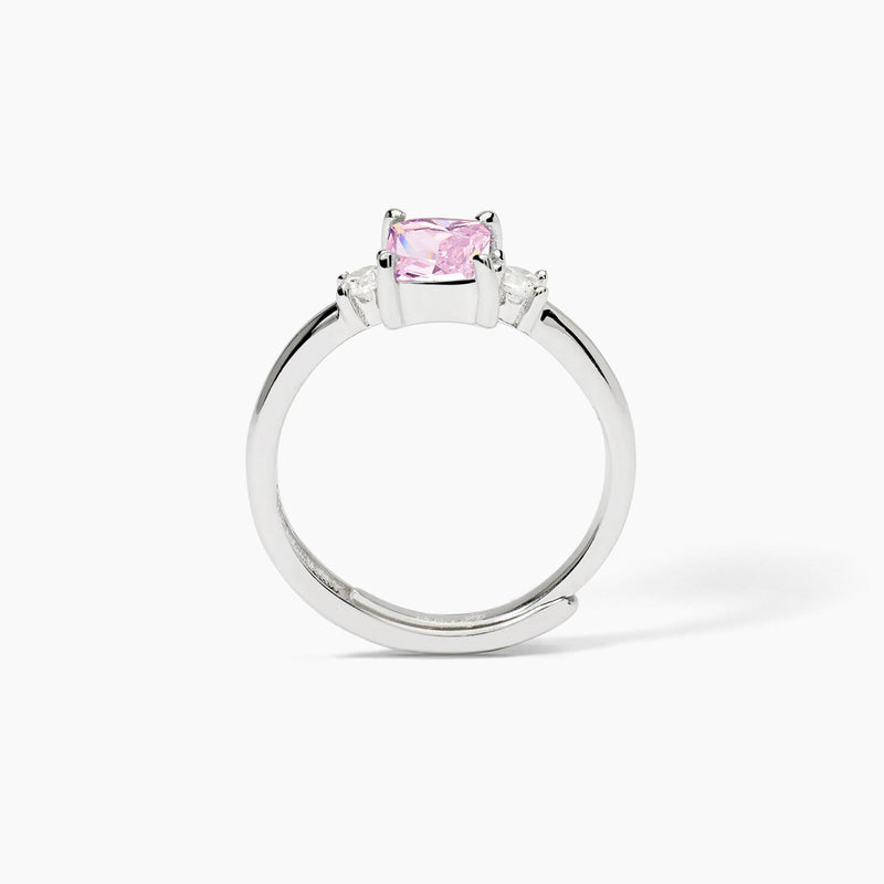 Anello in argento con zircone sintetico rosa BATTITO - Gioielleria Fondente