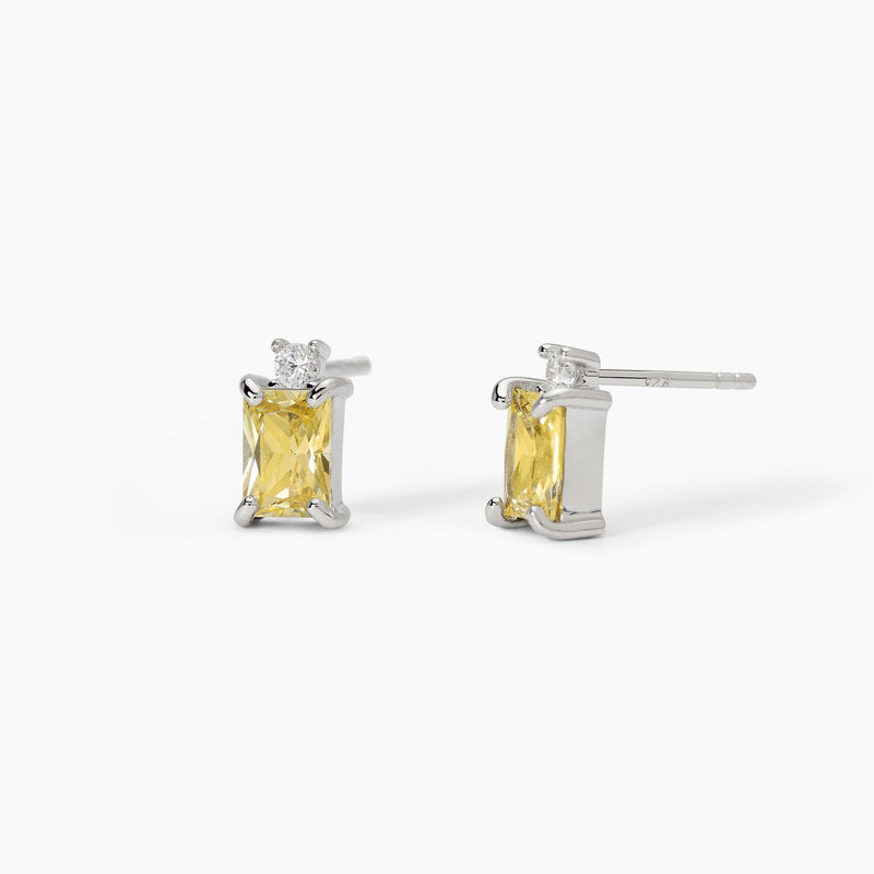 Orecchini in argento con zircone Lemon taglio princess BATTITO