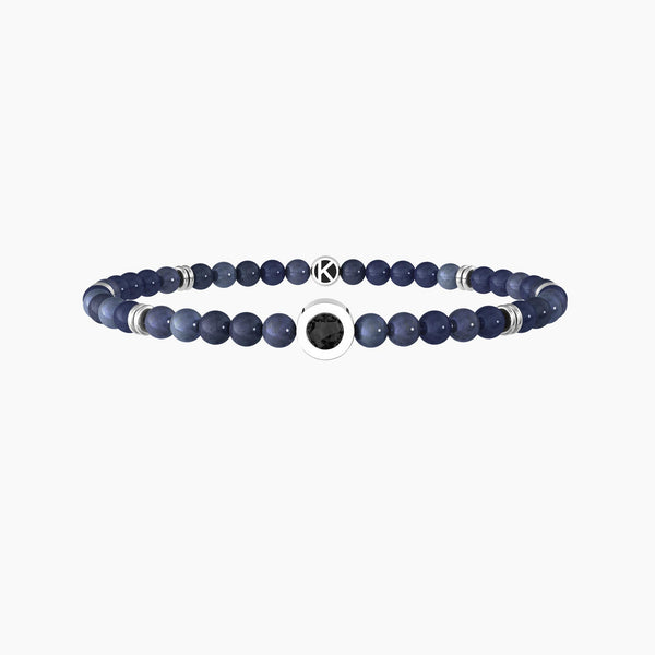 Bracciale uomo con dumortierite blu e cristalli "Unicità" - Gioielleria Fondente