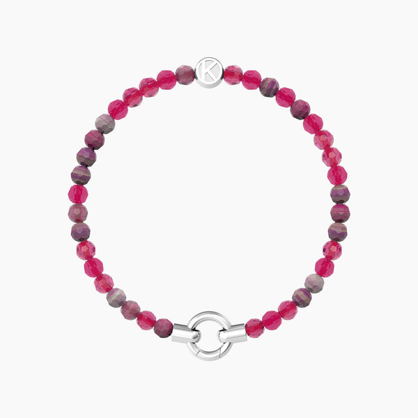 Bracciale in acciaio con agata fucsia striata MAMANONMAMA - Gioielleria Fondente