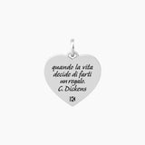 Ciondolo a forma di cuore con frase dickens CUORE | VITA - Gioielleria Fondente