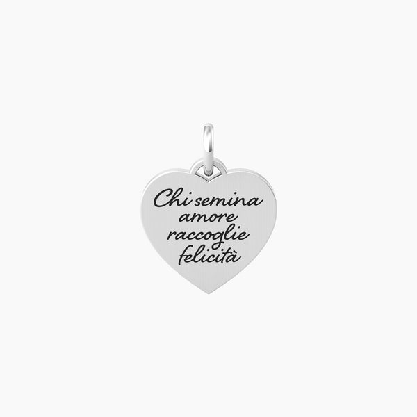 Ciondolo cuore con frase shakespeare AMORE | FELICITÀ - Gioielleria Fondente