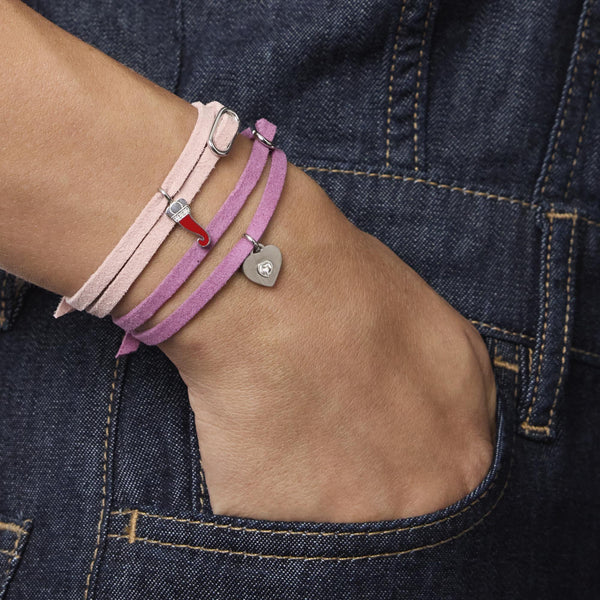 Choker-bracciale in camoscio rosa SKINNY - Gioielleria Fondente