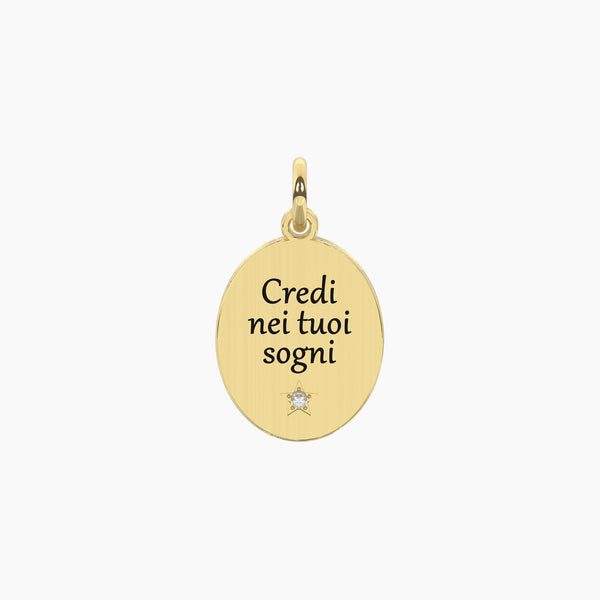 Ciondolo dorato con scritta sogni Sogni | Credici