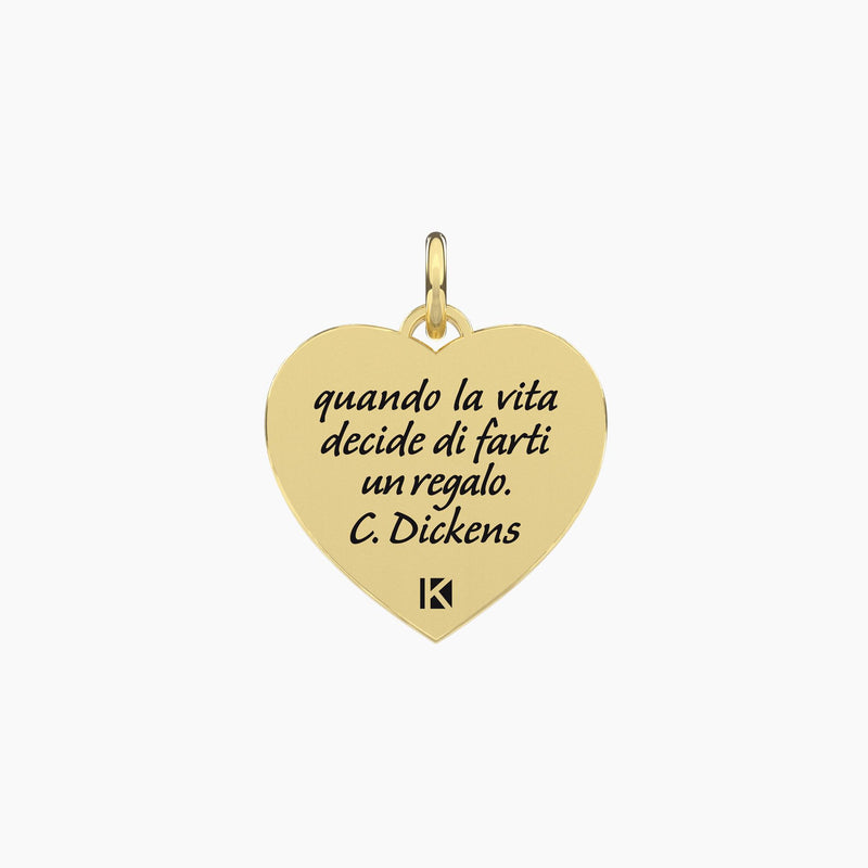 Ciondolo dorato con scritta Dickens Cuore | vita