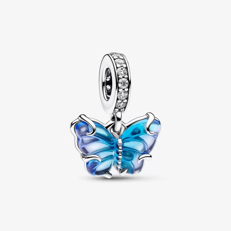 Charm Pendente Farfalla Vetro di Murano Blu - Gioielleria Fondente