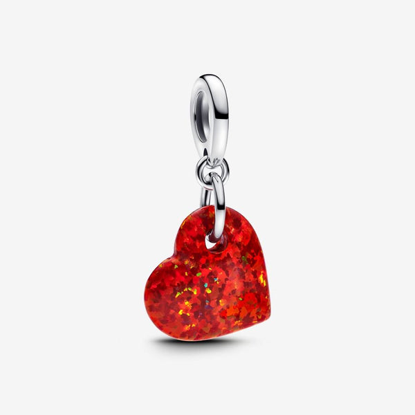 Charm Pendente Cuore Opale Rosso