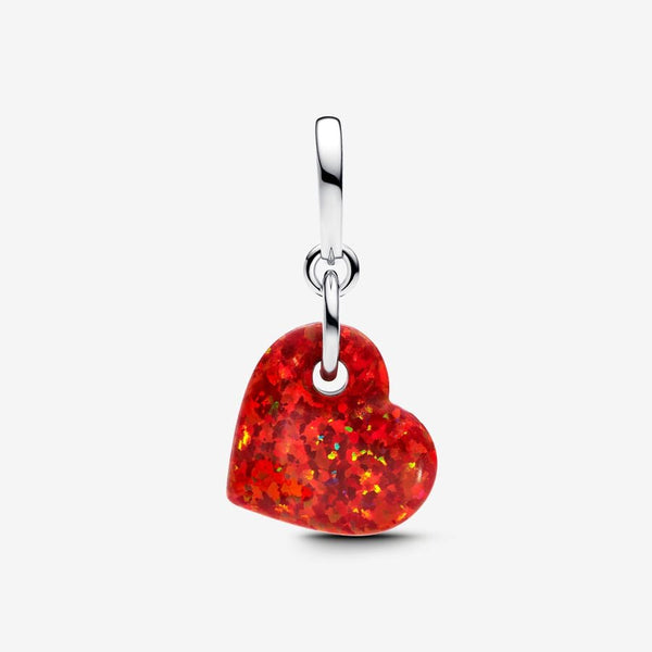 Charm Pendente Cuore Opale Rosso