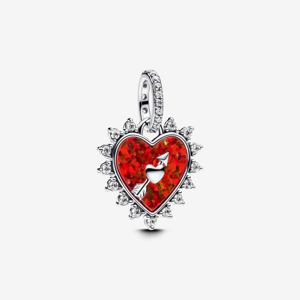 Charm Pendente Cuore Rosso con Freccia Girevole