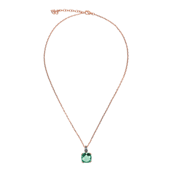 Collana Catena Rolo con Prisma Gem Quadrata e Pavé - Gioielleria Fondente