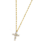 Collana croce pendente con cristalli baguette