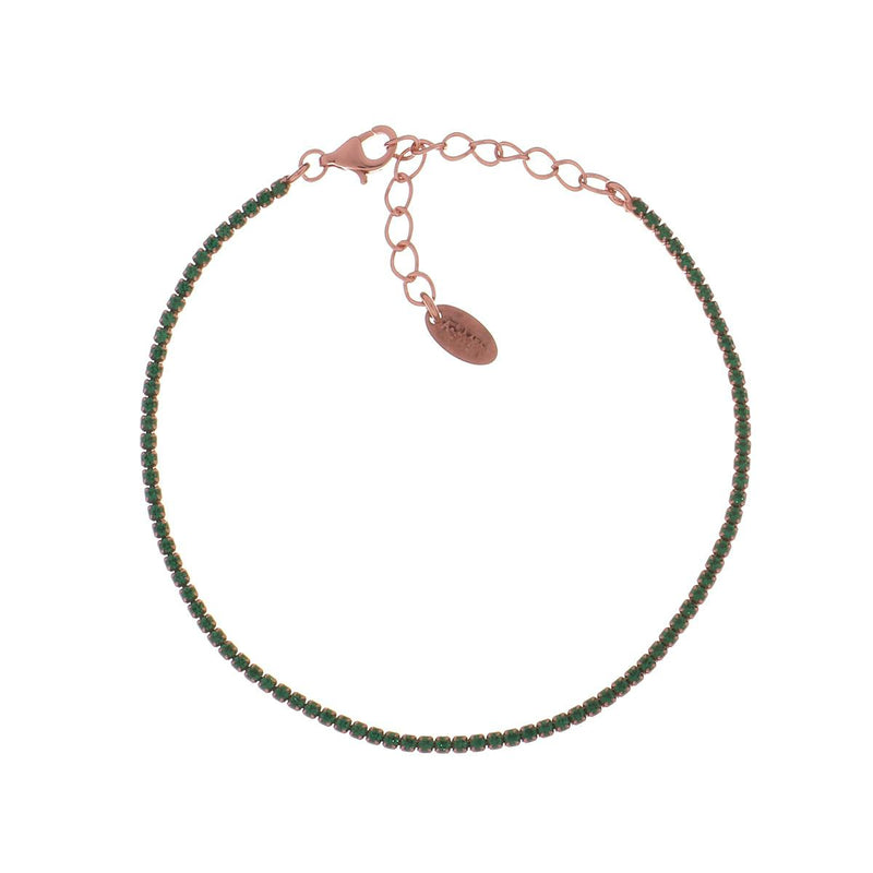 Bracciale Tennis Mania Rosé con Zirconi Verdi