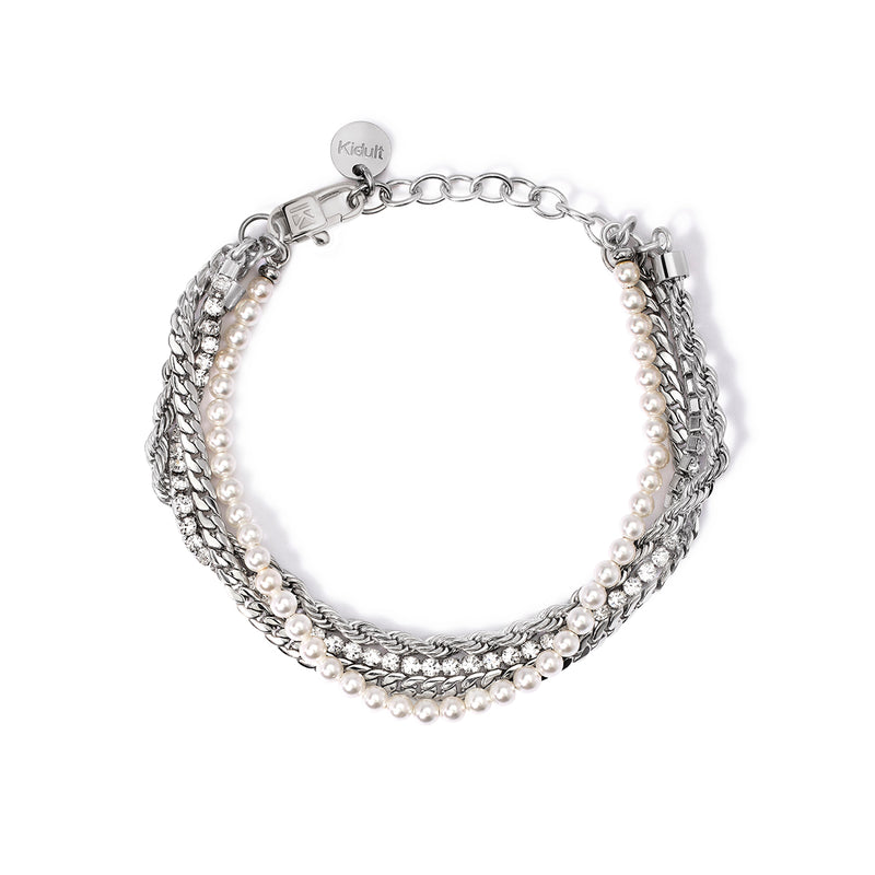 Bracciale in acciaio 316L perle conchiglia cristal