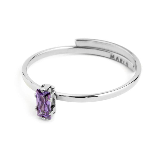 2an0046-p Anello in con cristallo baguette colore viola