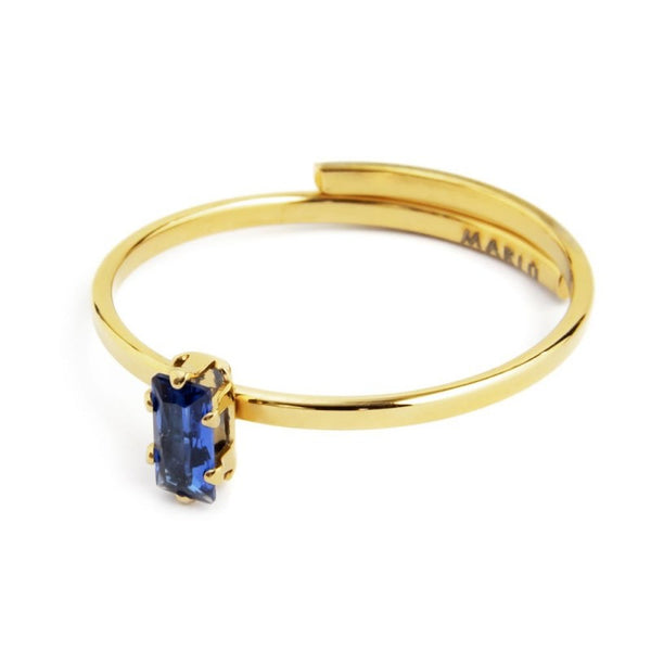 2an0046g-b Anello in con cristallo baguette colore blu