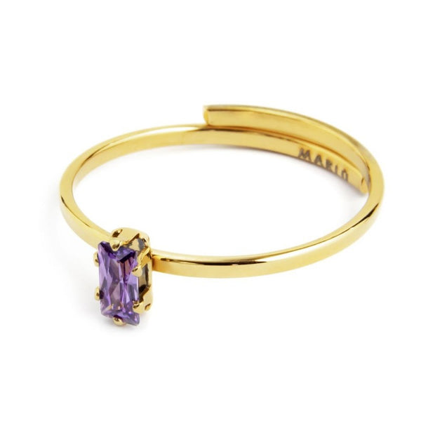 2an0046g-p Anello in con cristallo baguette colore viola