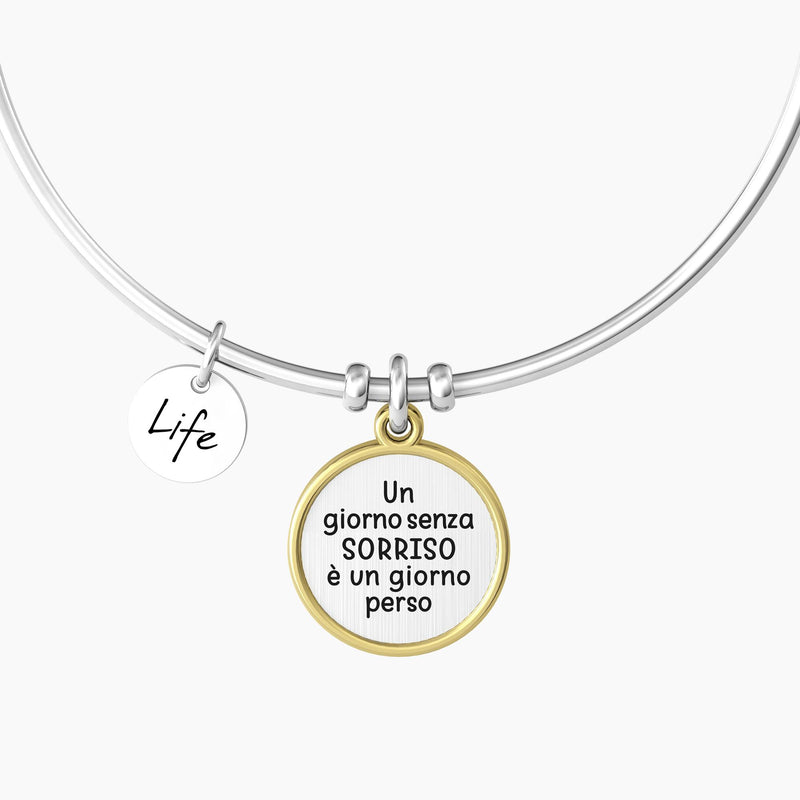 Bracciale rigido con frase "UN GIORNO SENZA SORRISO…" - Gioielleria Fondente