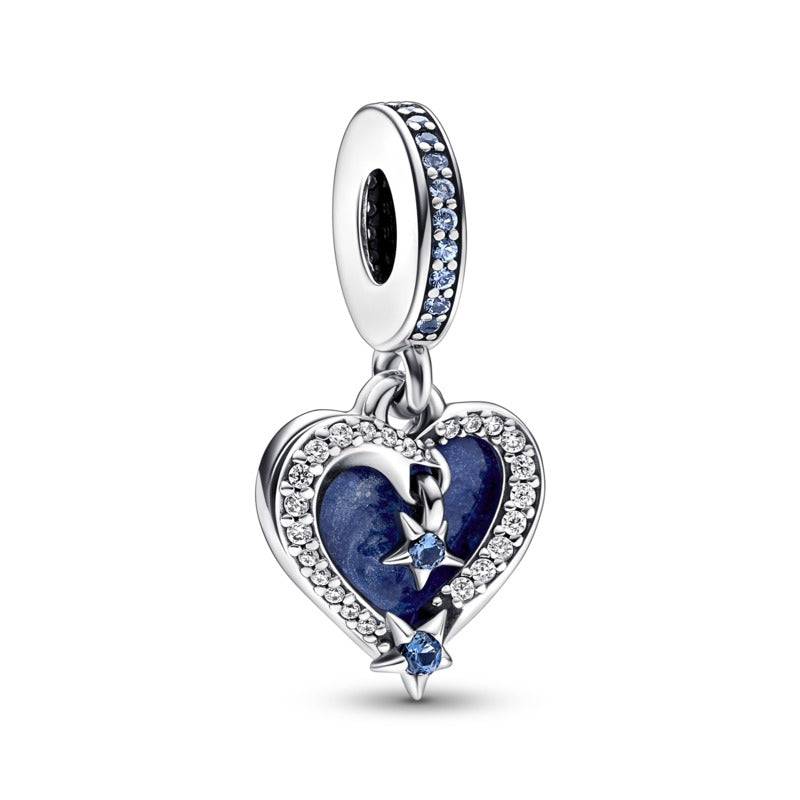 Gioielleria Fondente Charm Pendente Cuore e Stelle Blu