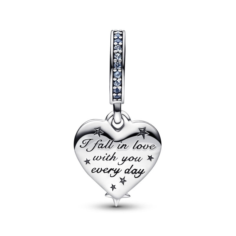 Gioielleria Fondente Charm Pendente Cuore e Stelle Blu