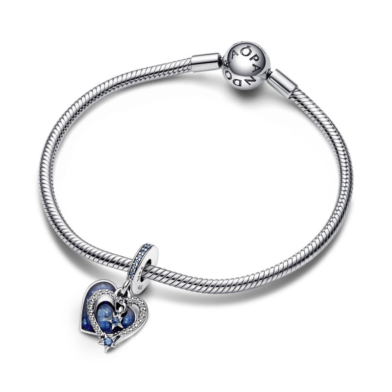 Gioielleria Fondente Charm Pendente Cuore e Stelle Blu