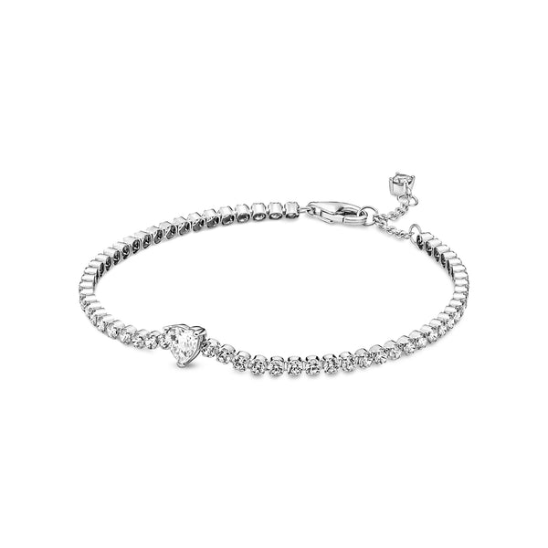 590041c01 Bracciale Tennis con Cuore in rilievo