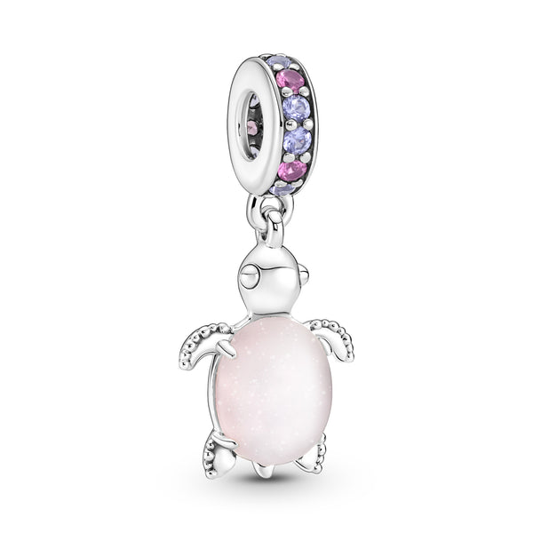 798939c02 Charm Pendente Tartaruga Marina Rosa Vetro di Murano